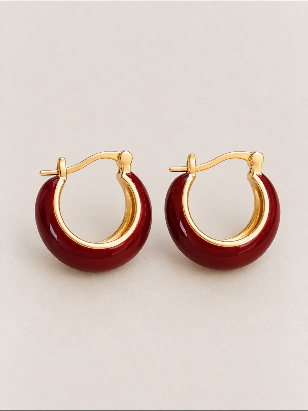 New! Crimson Cranberry Red Wine Huggie Hoop Earrings NWOT
